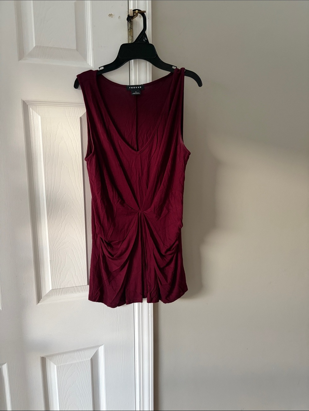 Trouve Burgundy Knot-Front Sleeveless Tank